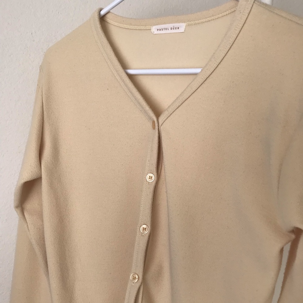 Creme Yellow Cardigan - Picture 2 of 4